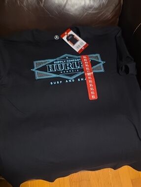 Hurley Black Short-Sleeve Tee with Light Blue Logo